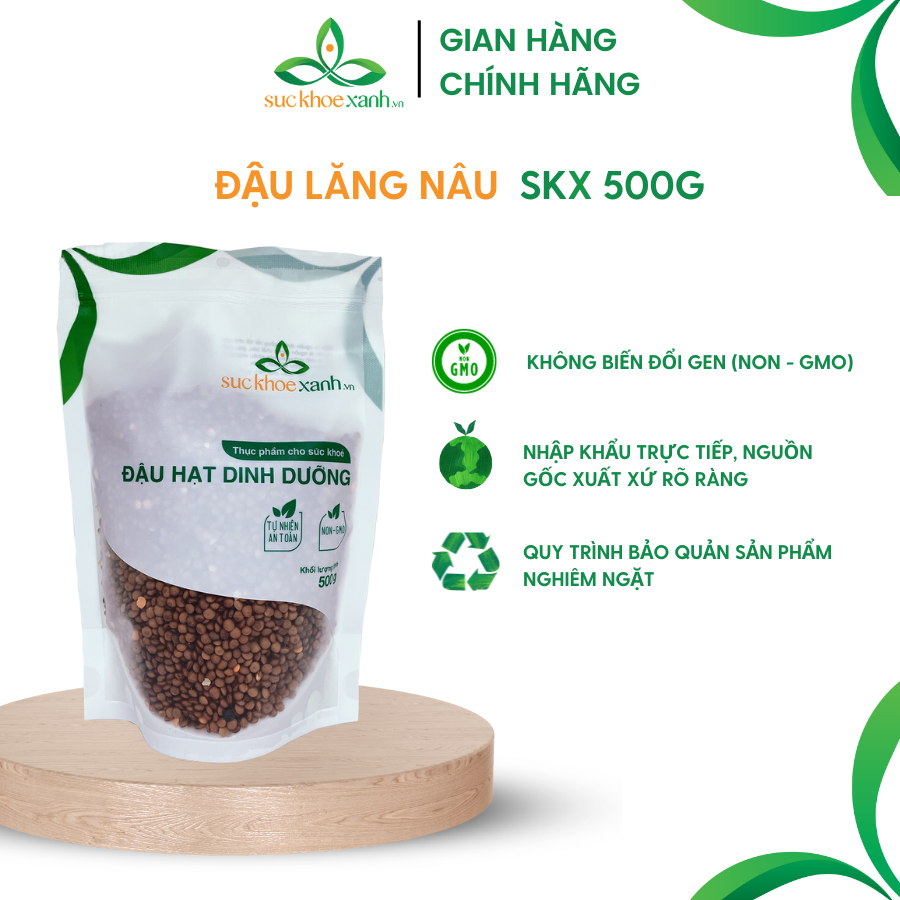 Đậu lăng nâu nguyên hạt Sức Khỏe Xanh - 500g/túi - Nhập khẩu Ấn Độ chính hãng