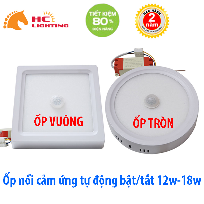 Đèn led ốp nổi cảm ứng tự động bật/tắt 12w-18w HC LIGHTING