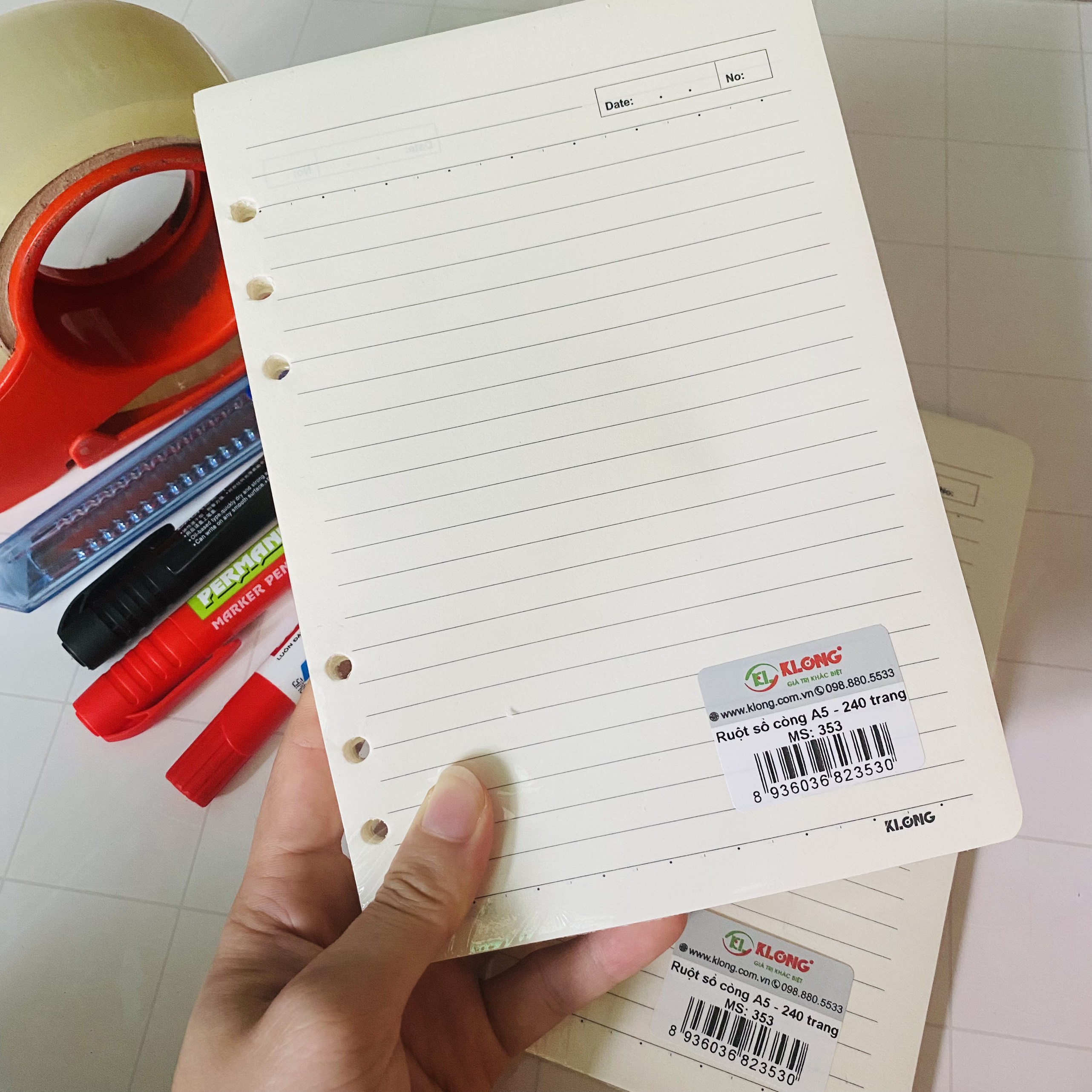 Ruột kẻ ngang sổ kẹp còng a5 - 120 tờ ; ms: 353