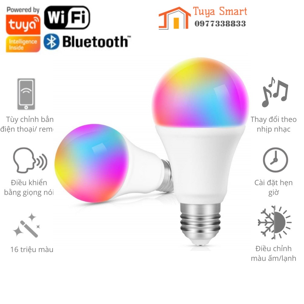 Tuya 10W smart light bulb WiFi/Bluetooth E27 E26 B22 bulb RGB + STN bulb mobile phone control LED bulb works with smart life and Tuya