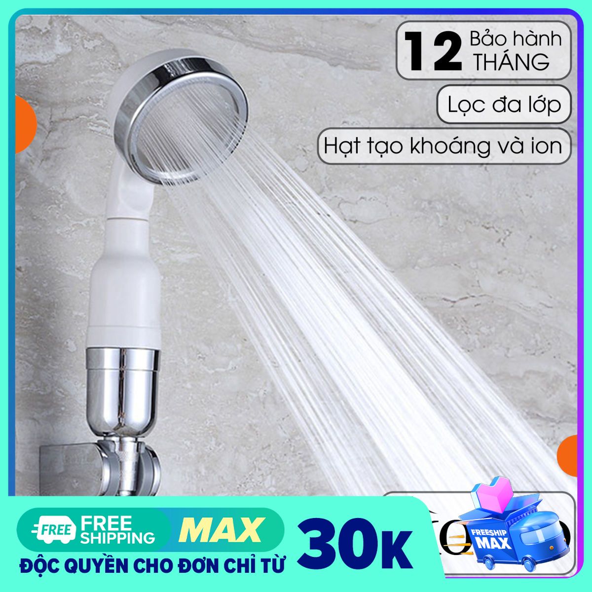 Vòi sen tăng áp 400% Nhôm nguyên khối Công Nghệ Nano Siêu tiết kiệm nước - Mẫu mới 2019, Họa tiết xước phay cao cấp, Phù hợp với mọi dây sen - dây cấp - không cần thay dây, Dễ dàng lắp đặt không cần gọi thợ