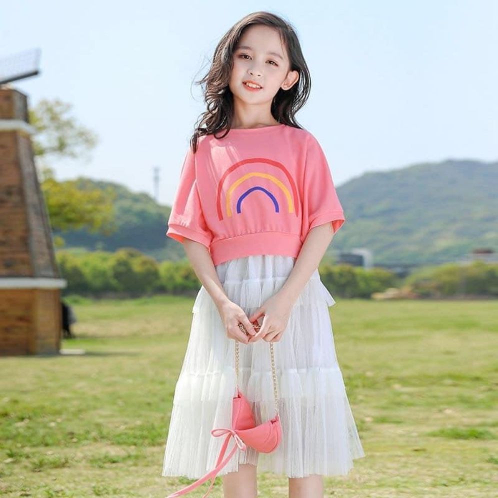Quần áo trẻ em Set Váy & áo croptop bé gái