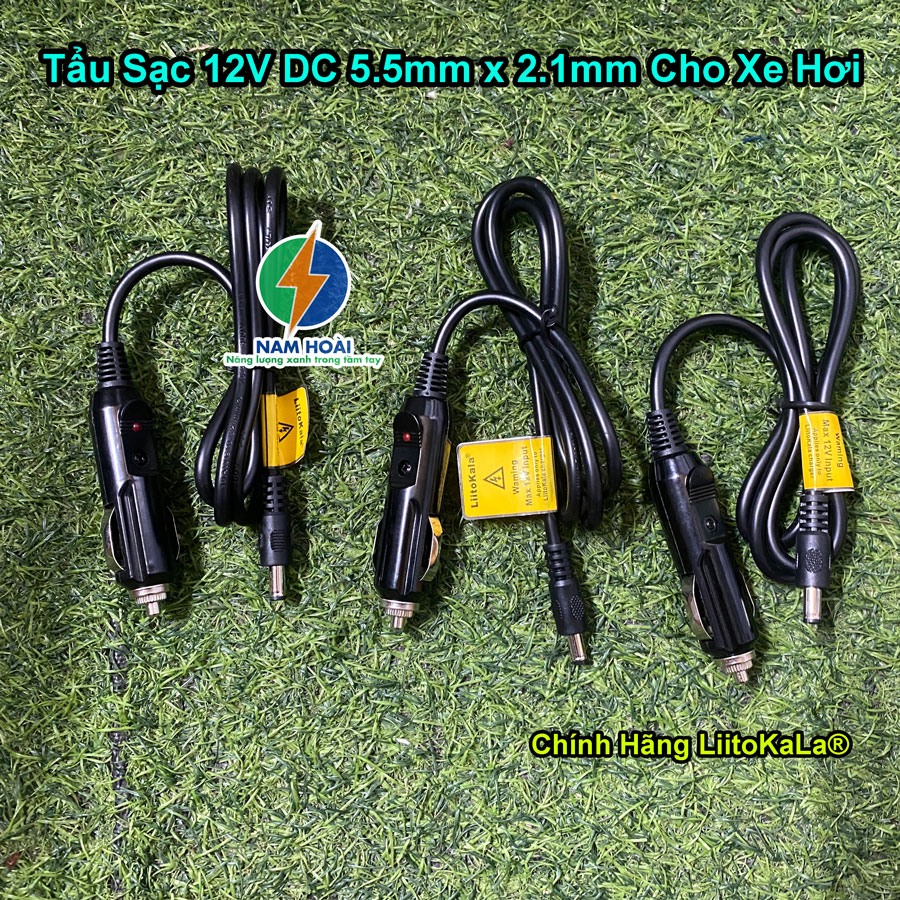 Tẩu sạc 12v dc 5.5mm x 2.1mm chính hãng liitokala cho xe hơi, ô tô, xe tải