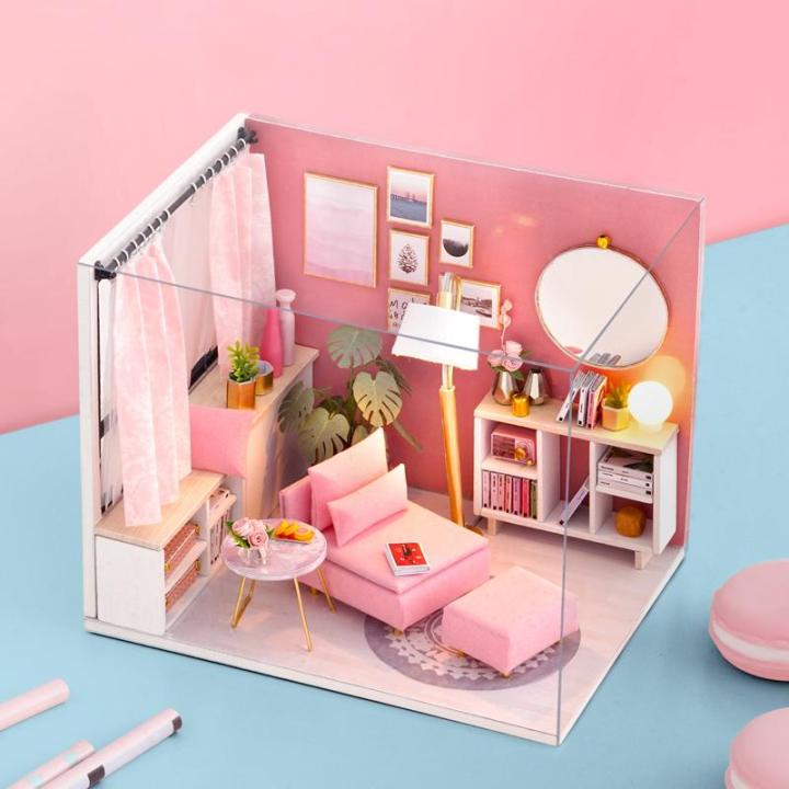 Girl doll house Furniture toy diy Miniature room diy wooden dollhouse