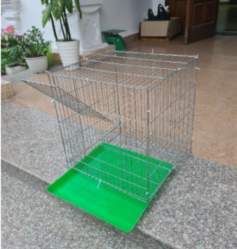 Lồng nuôi mèo. chim, gà, thỏ, cún cưng 50x50x50 kèm khay và dây buộc khoảng cách nan 2cm và 1cm