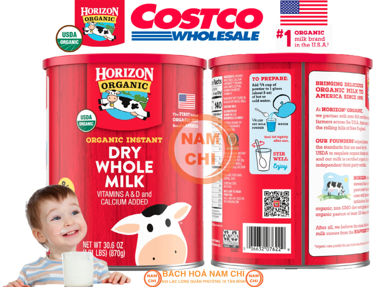 Sữa Horizon Organic Dry Whole Milk Sữa Tươi Dạng Bột Hữu Cơ Organic Horizon 870gr