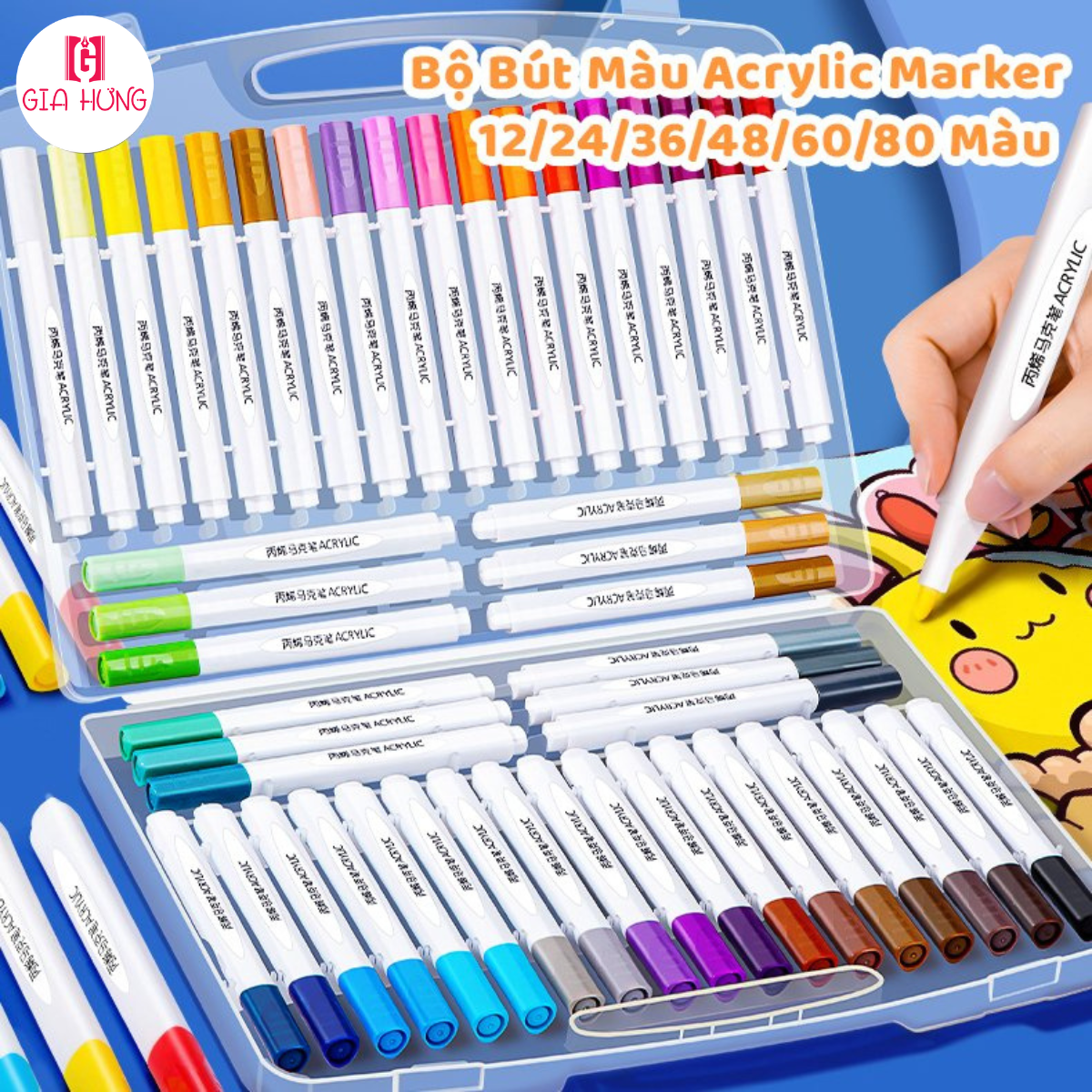 Bút Màu Acrylic Marker 12/24/36/48/60/80 Màu Mingyun - Vẽ Trên Nhiều Chất Liệu