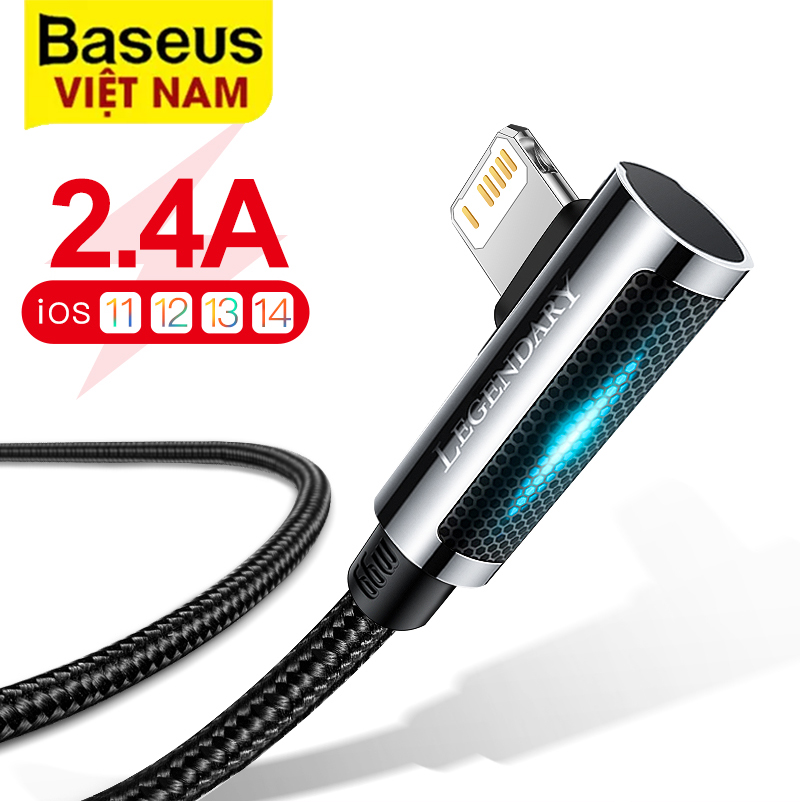 Cáp sạc nhanh Baseus 2.4A USB-Lightning gập 90 độ hiển thị đèn LED khi sạc cho iPhone