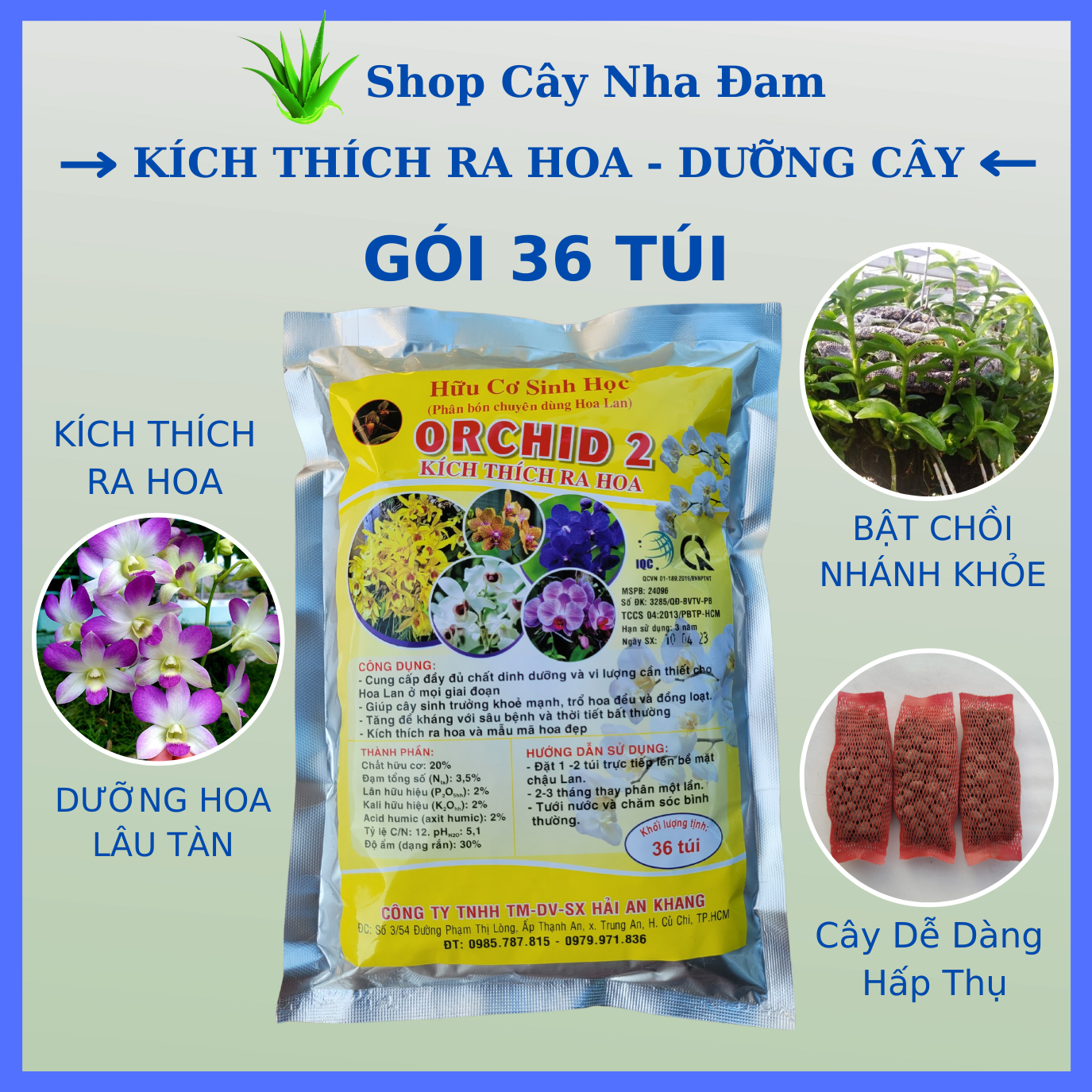 Phân bón kích thích ra hoa cho lan, cây cảnh, dưỡng cây, tan chậm