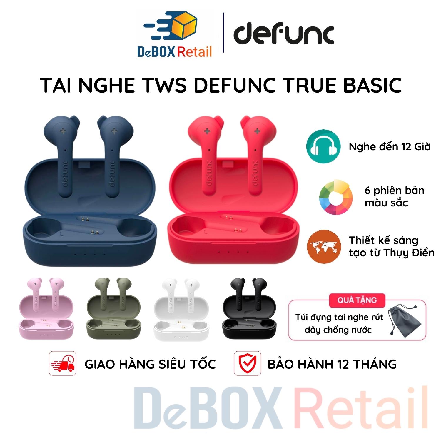 [FreeshipMAX] Tai Nghe Bluetooth Không Dây True Wireless Defunc True Basic BT 5.2, Cảm Ứng, Kháng Nước IPX4, Pin Lên Đến 22H, Màu Sắc Thời Trang - Chính Hãng ?Bảo Hành 12 Tháng
