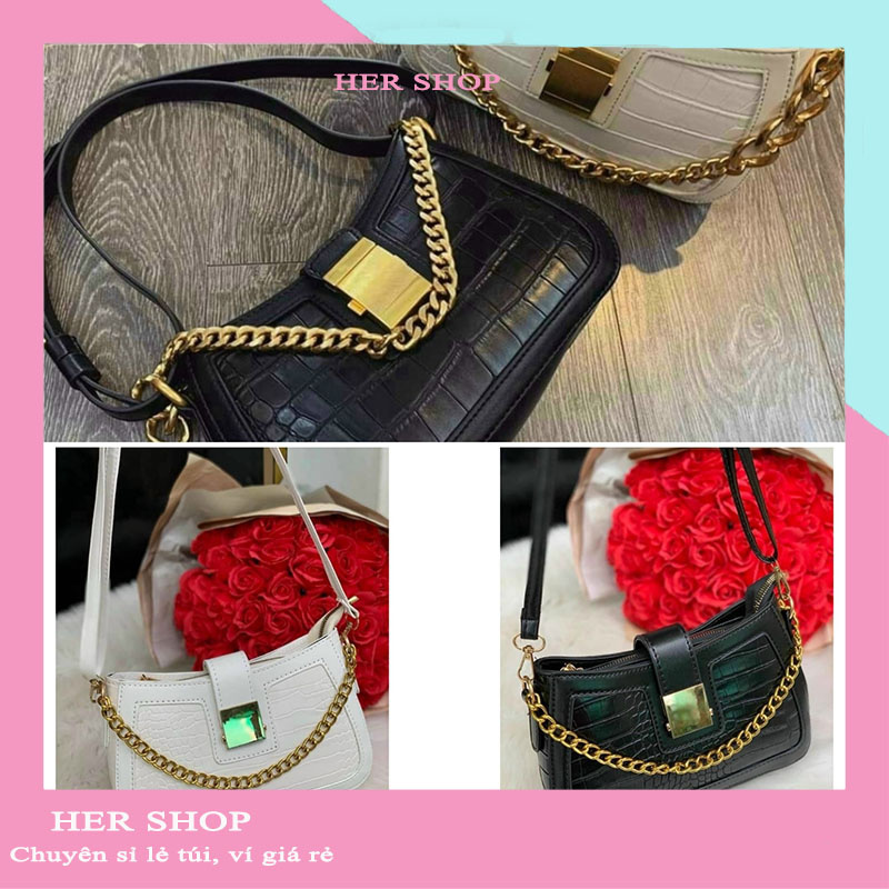 Túi xách nữ👛 💖túi kẹp nách khoá vuông kèm 2 dây đeo