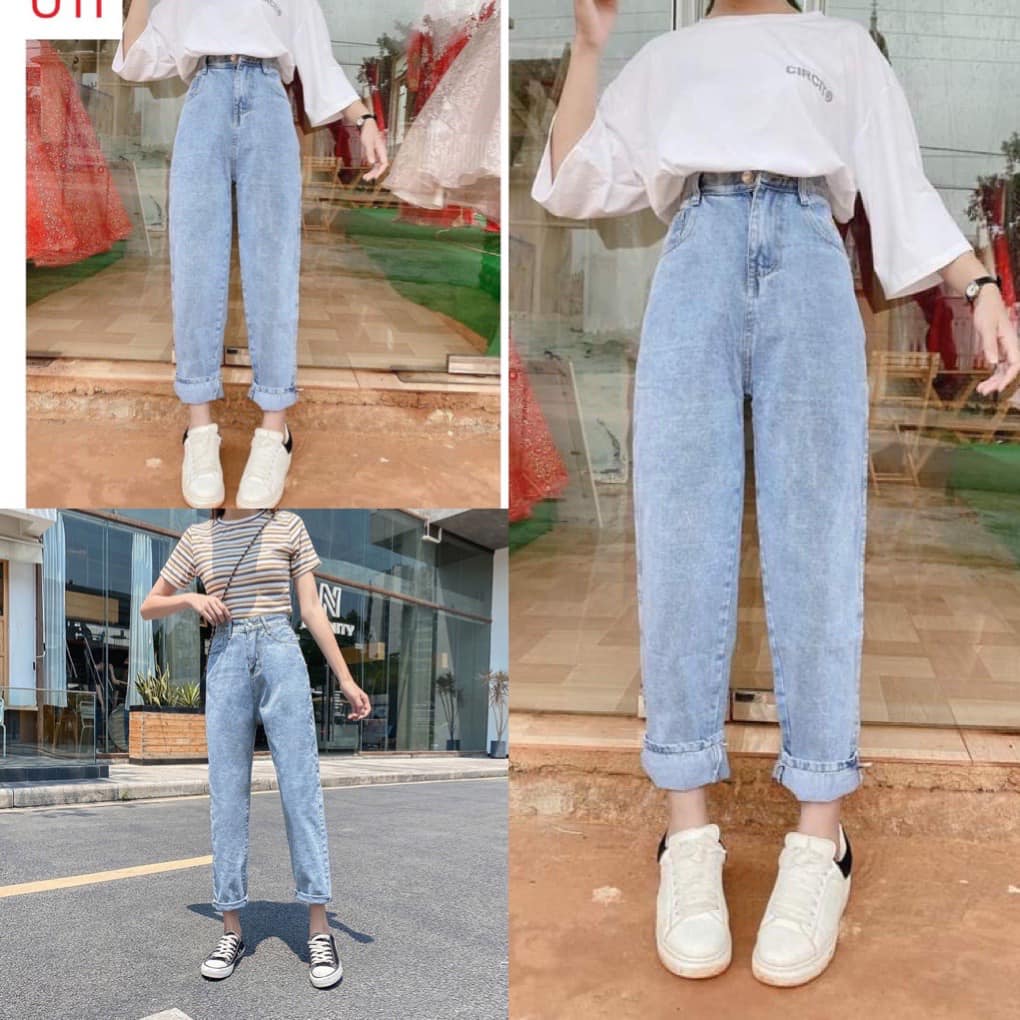 Quần jean baggy trơn lưng cao màu xanh nhạt chất bò dày dặn thời trang hàn quốc, AMELIA, quần jean nữ, quần bò nữ, quần baggy jean cạp cao, quần baggy bò, quần bò xanh, quần bò trơn, quần jean trơn