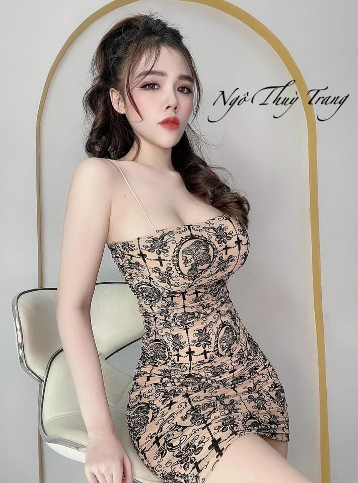 [Đầm Hót] Đầm Body In Ký Tự siêu dễ thương ( Khóa kéo sau)