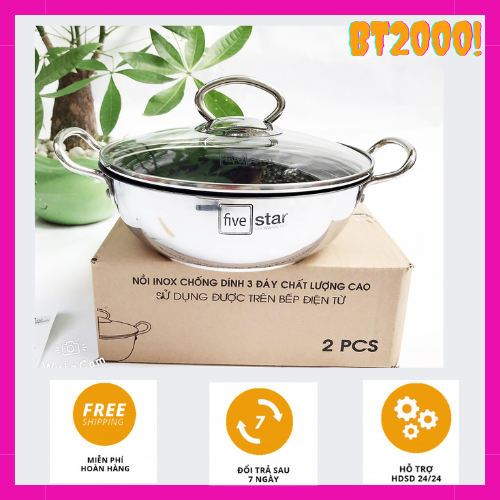 [GIAO NHANH 2H]Nồi Kho Thịt Kho Cá 20cm 3 Đáy Nắp Kính - Dùng Được Bếp Từ - Siêu Chống Dính Hàng Fivestar Cao Cấp