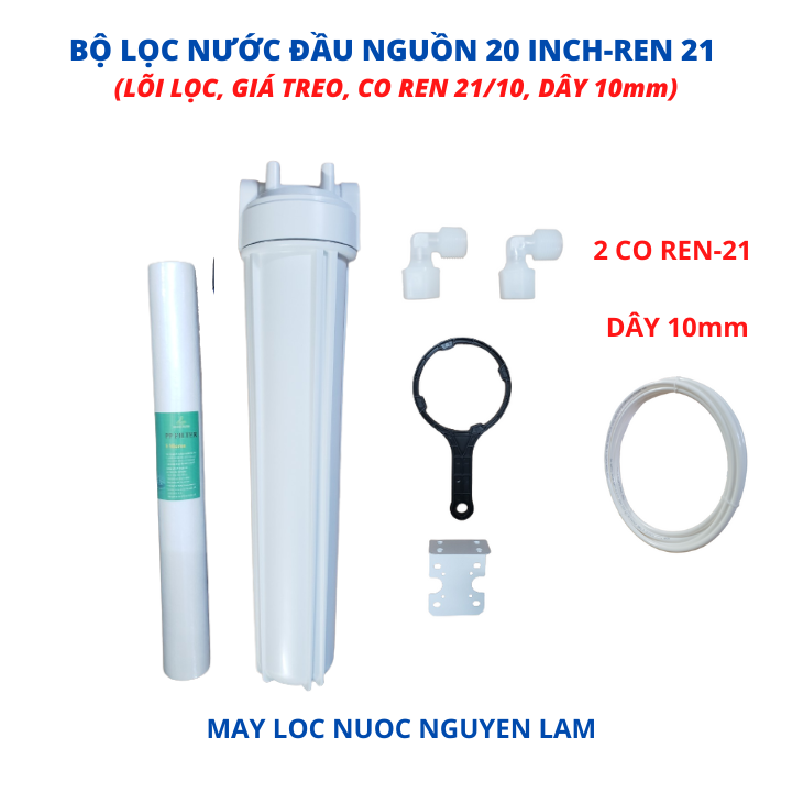(HCM) Bộ Lọc Nước Đầu Nguồn 20 Inch - Ren 21 - ( Xử Lý Nước Đầu Nguồn)