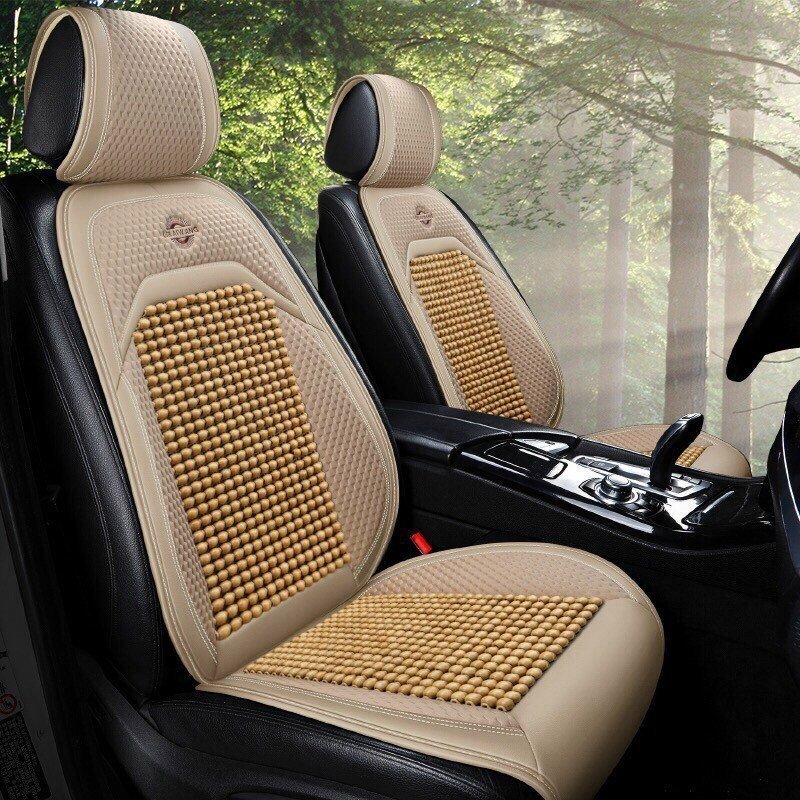 Thảm Lót Ghế Xe Ô Tô Massage Hạt Gỗ - Lưu Thông, Giảm Đau Khi Ngồi Lâu | Đệm Lót Ghế Ngồi Tấm Liền