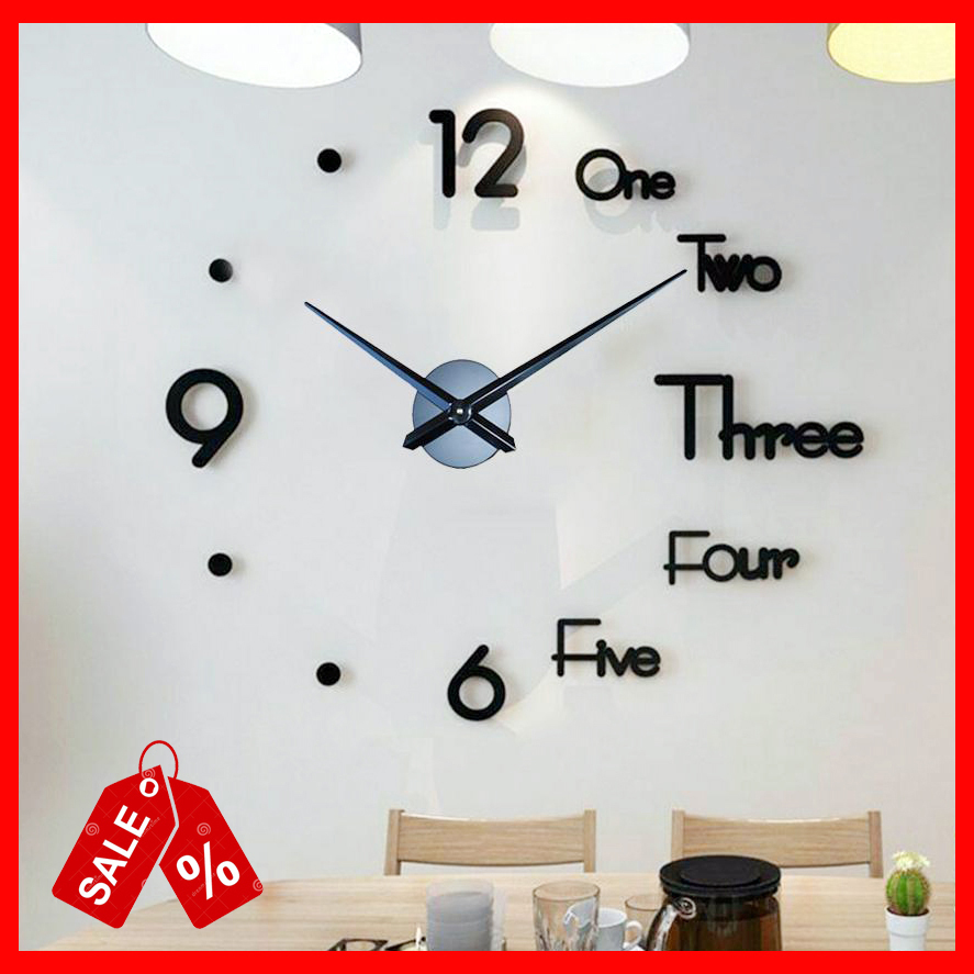 Đồng hồ dán tường nổi 3D size lớn 85cm - 120cm siêu hot - Đồng hồ treo tường - dán tường DIY DH482