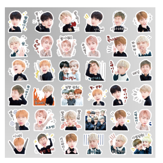 Bộ 40 sticker ảnh idol kpop BTS đáng yêu dùng để trang trí