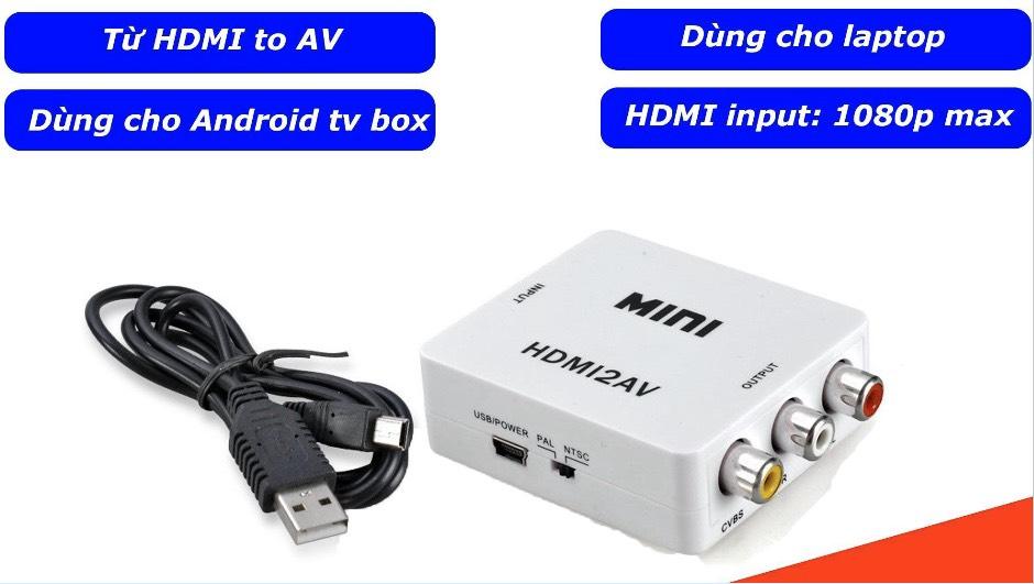Hộp chuyển tín hiệu HDMI to AV có chip chuyển cho Android box ra tivi cổng hoa sen (Trắng)