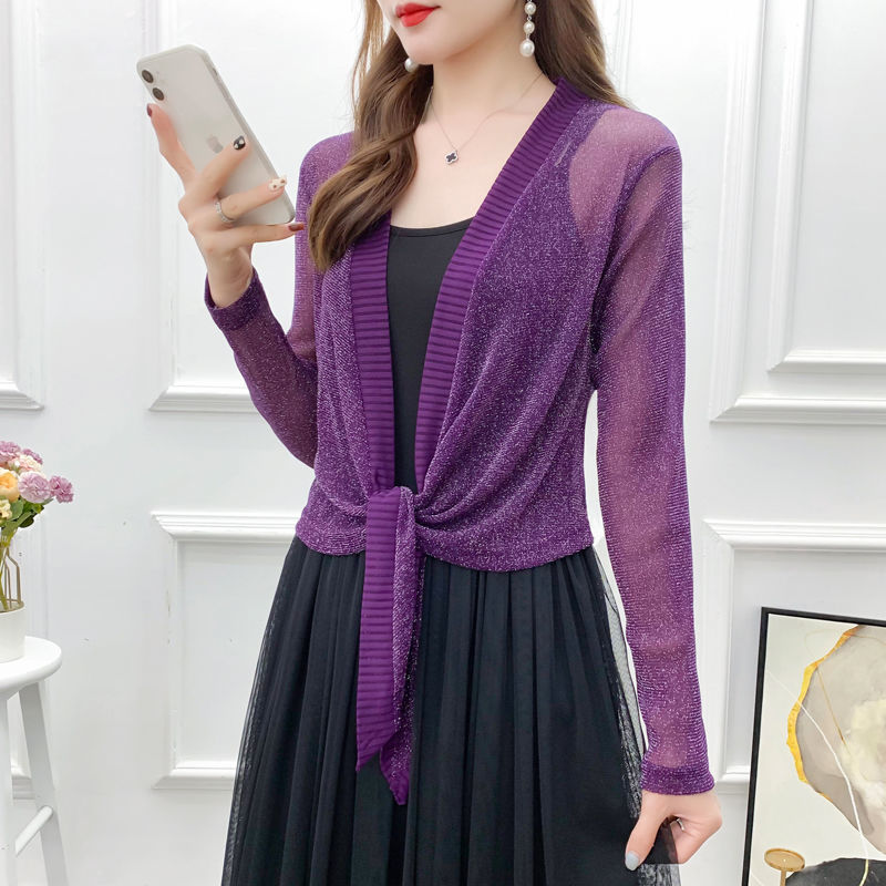 Áo khoác Cardigan Nữ nữ HoodiesMM nữ mập áo khoác băng áo điều hòa không khí áo khoác mỏng ngắn áo khoác dài tay áo choàng dài tay mạng lưới mở nhỏ from rộng oversize mùa