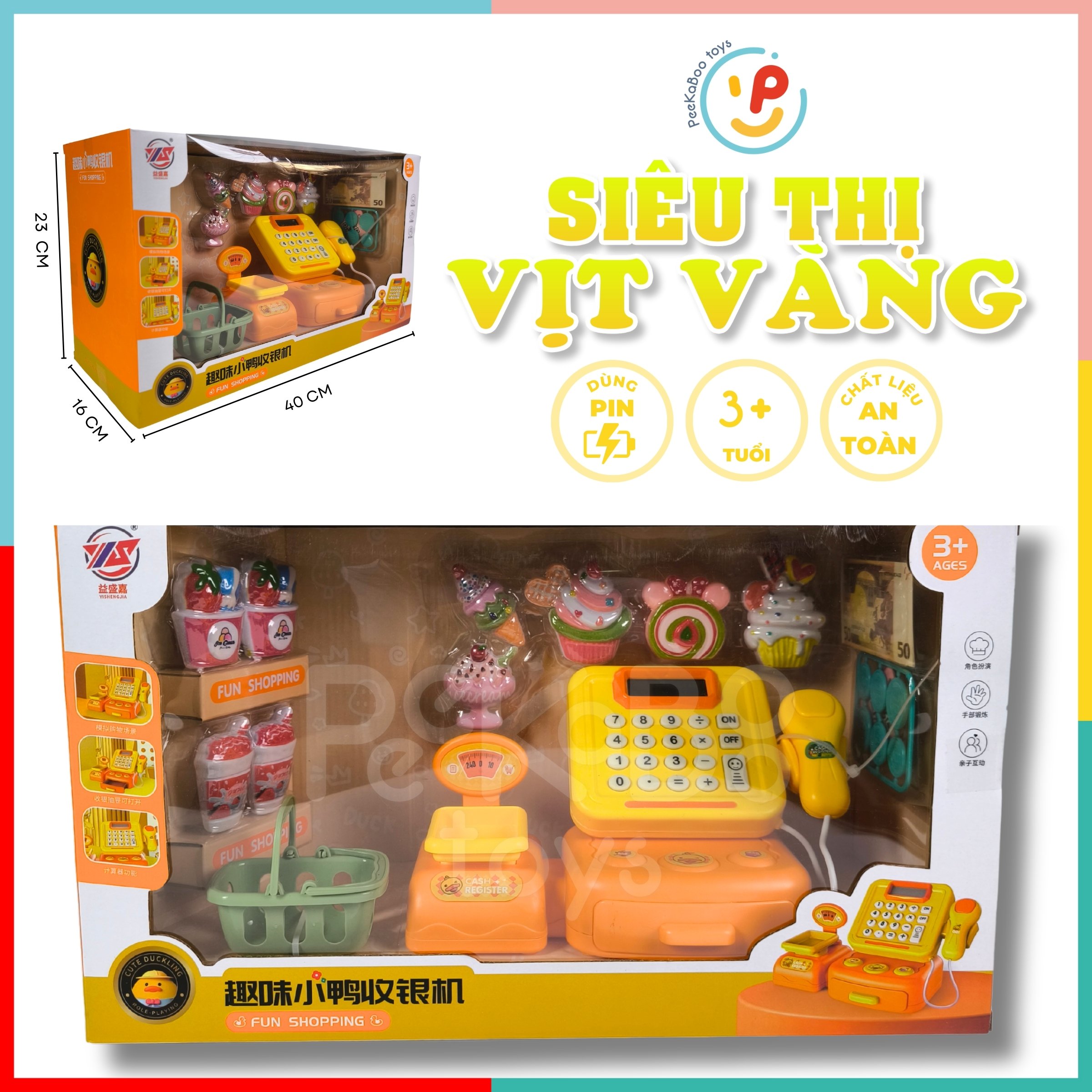 Đồ Chơi Máy Tính Tiền Siêu Thị Cho Bé Hình Vịt Vàng – Đồ Chơi Giúp Bé Học Tính Toán