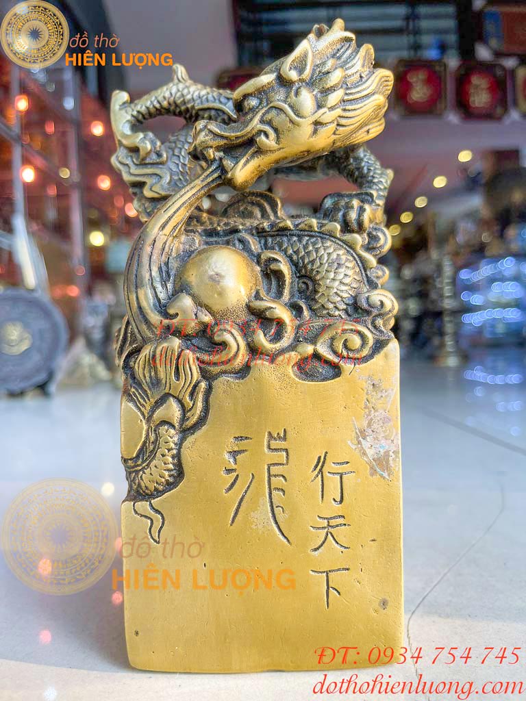 Ấn rồng bằng đồng nhả ngọc phong thủy 2 cỡ: cao 16cm và 20cm - ý nghĩa thăng quan tiến chức