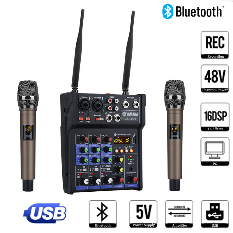 [HCM]( XẢ HÀNG CUỐI NĂM ) Combo Bộ Dàn Karaoke di động, Trọn Bộ Dàn Âm Thanh Amly Mixer G4 Tích Hợp Đầu Thu Không Dây Bàn Trộn Âm Thanh Kiêm Lọc Âm Mixer G4 Dàn Karaoke Mini Cho Gia Đình Tiện Lợi