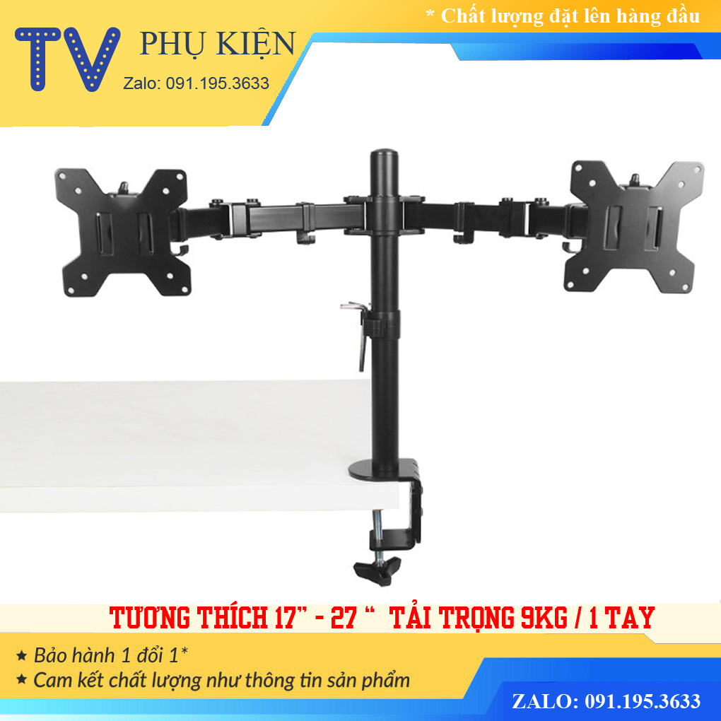 Giá Treo Màn Hình - Giá Đỡ 2 Màn Hình M052 17 - 27 Inch - Tay Đỡ Hai Màn Hình Xoay 360 độ [ Rẻ Hơn NB F160 ]