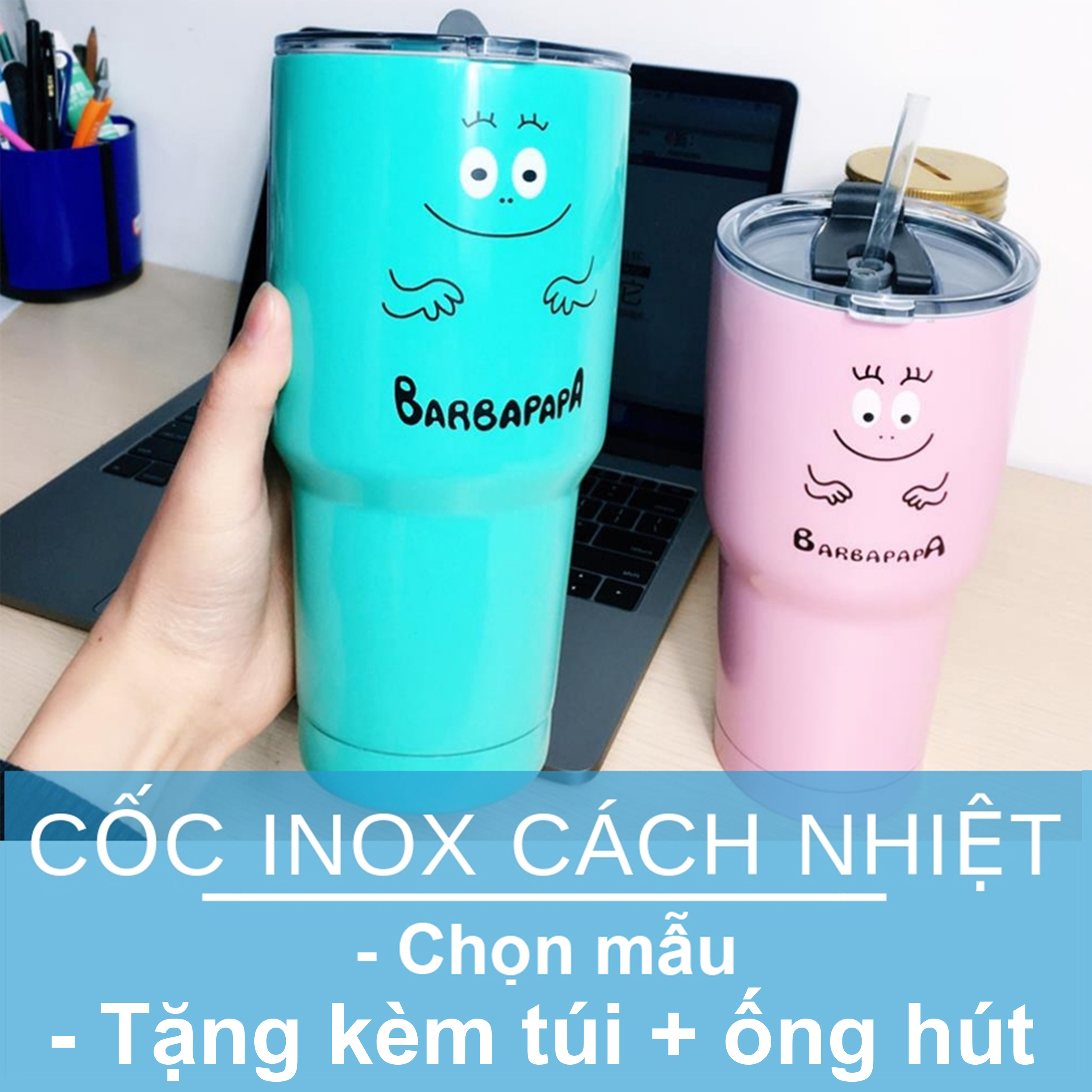 Ly Bình giữ nhiệt Thái Lan 900ml Inox cách nhiệt Kèm Ống hút Cốc uống nước ly coc binh giu nhiet lygiunhiet cocgiunhiet