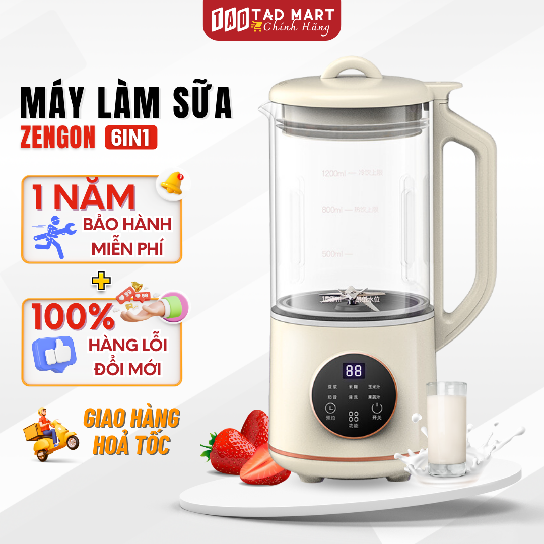 [ HÀNG XẢ ] Máy Làm Sữa Hạt OSTMARS - ZENGON | Dung Tích 0.8L - 1.2L | Công Suất 600W - 850W | Lưỡi Dao Kép 6 Cánh, Máy Xay Sinh Tố, Máy Nấu Sữa Đậu Nành - Hàng Tốt Shop