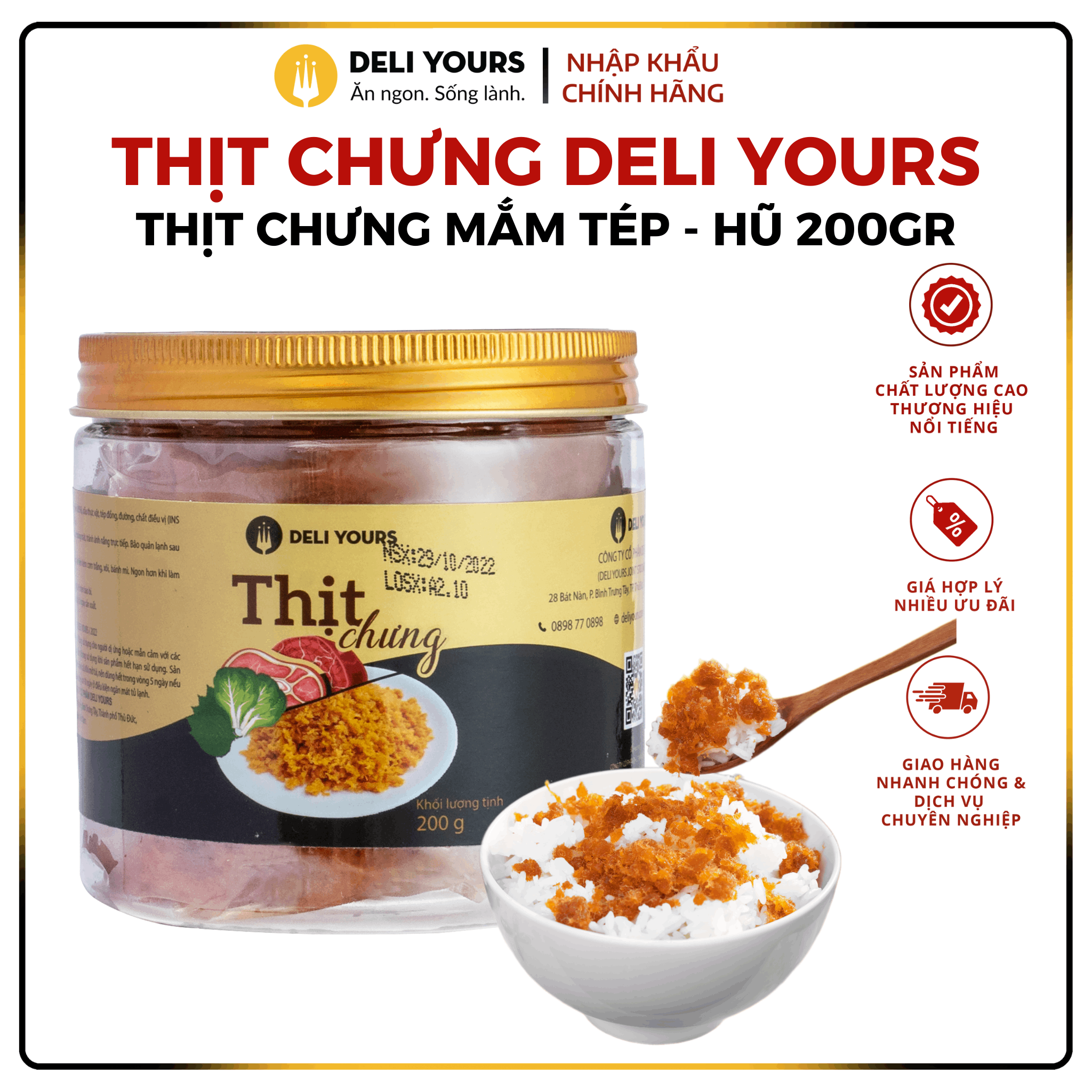 Thịt chưng deli yours hũ 200g - hương vị truyền thống - làm từ thịt thật | deli yours