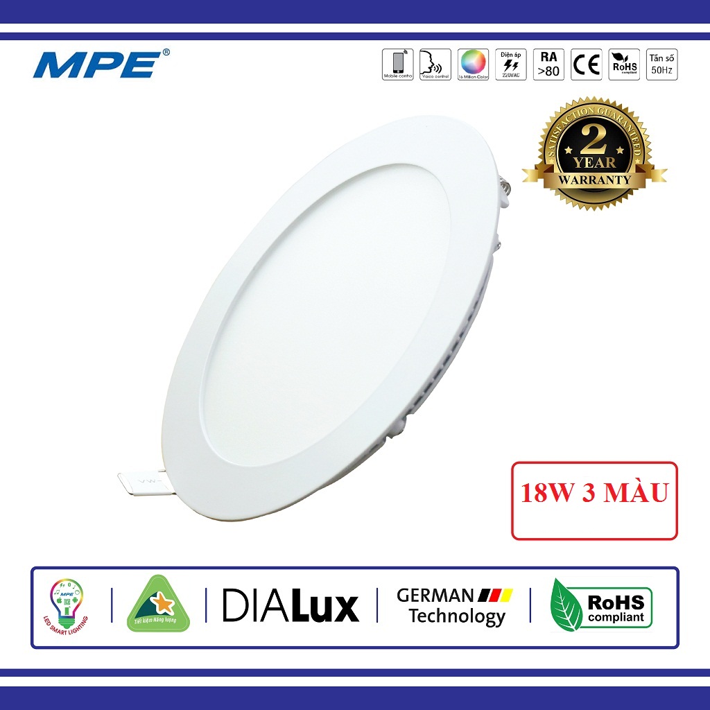[HCM]ĐÈN LED ÂM TRẦN 18W 3 CHẾ ĐỘ MÀU MPE - ĐÈN LED ÂM TRẦN 15W 3 MÀU MPE