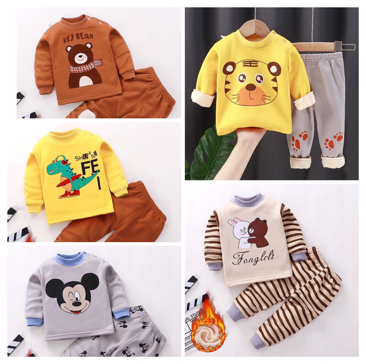 Bộ nỉ bông cho bé,quần áo mùa đông,quần áo thu đông, bộ quần áo nỉ bên trong lót lông cho bé, hàng size số chuẩn quảng châu, siêu hot !!Chubby !!