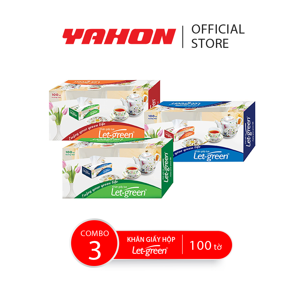 Combo 3 hộp khăn giấy let-green, 100 tờ/hộp
