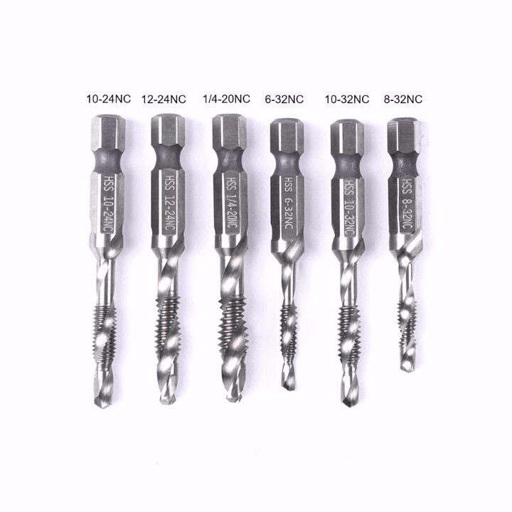 Bộ 6 mũi khoan tạo ren trong chuôi lục giác 6.35mm