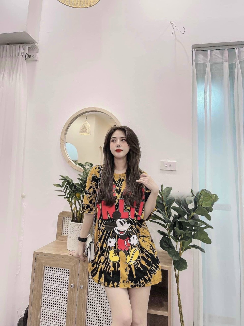ÁO THUN THÁI LOANG IN HÌNH CHUỘT MICKEY CAO CẤP, TAY LỠ FORM GIẤU QUẦN, CHẤT THUN 4 CHIỀU CO DÃN, TTSGR