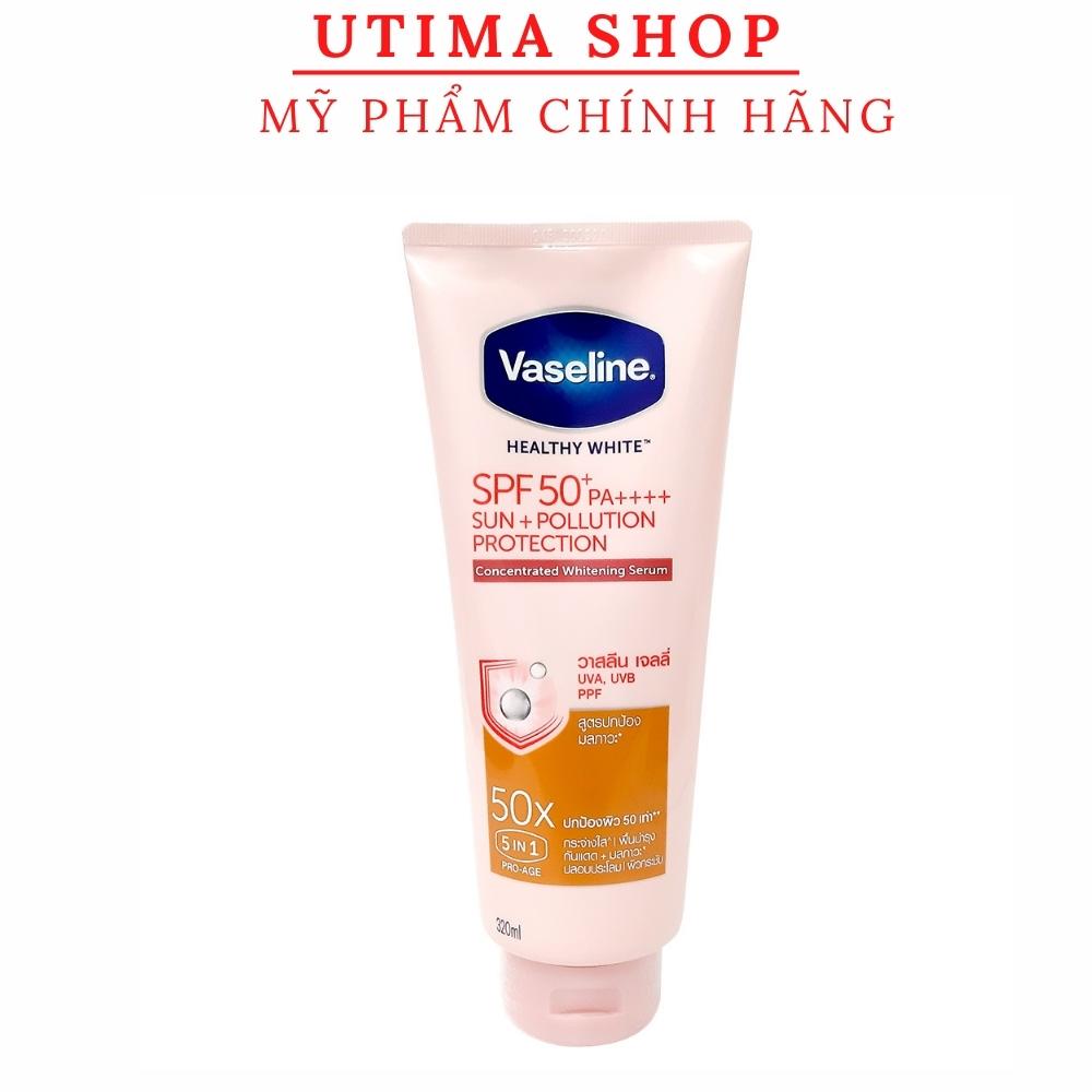 Vaseline dưỡng thể 50x dưỡng trắng da toàn thân vaseline 50x healthy bright spf50+ pa++++ 320ml thái lan - utima shop