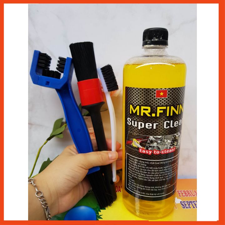 Dung dịch tẩy rửa đa năng mr.finn + bộ cọ khăn, bao tay rửa xe
