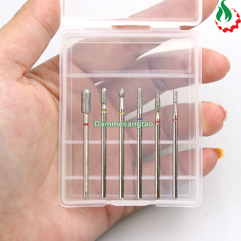 Bộ 6 mũi mài kim cương đa năng cho máy mài mini đánh bóng móng tay MKC-MT6
