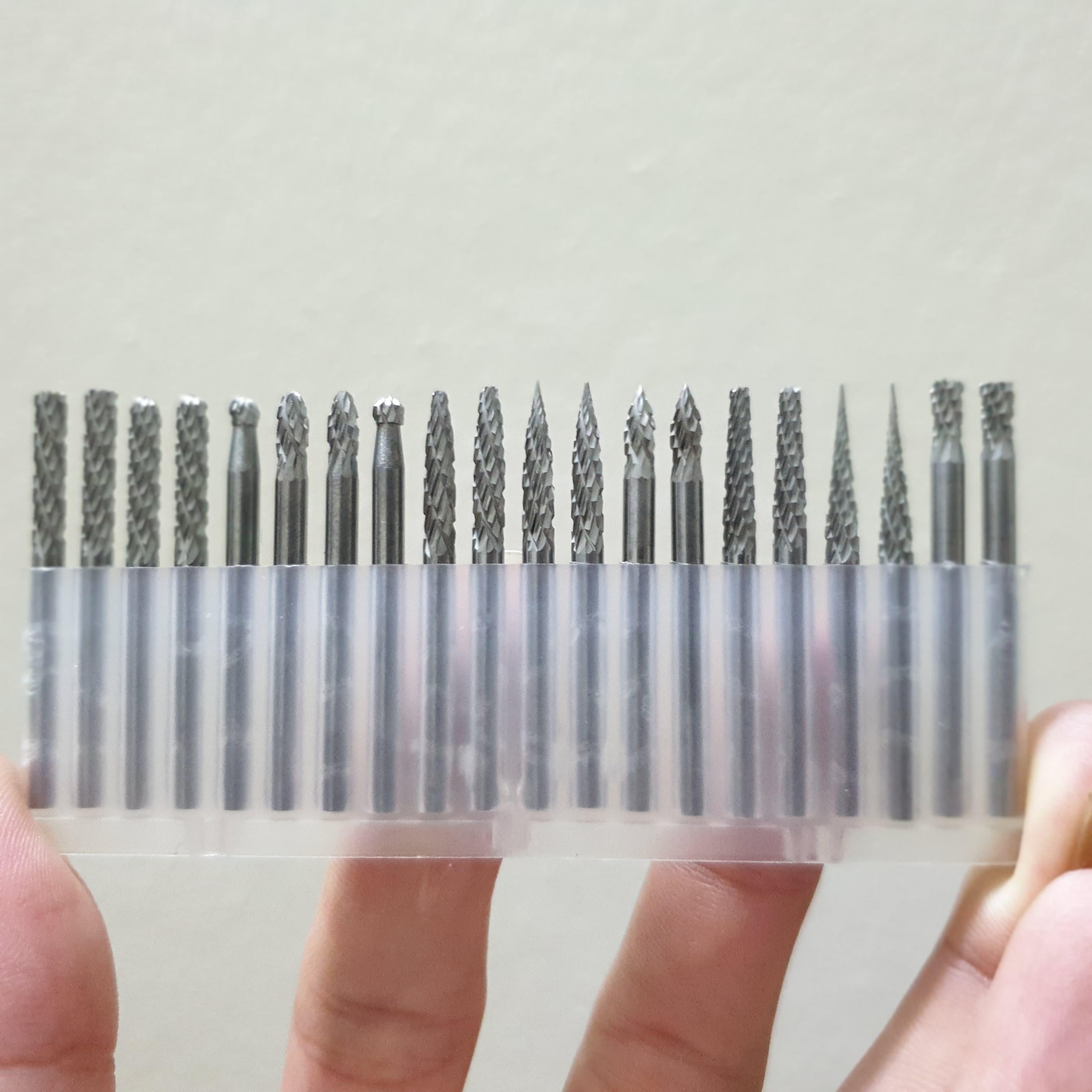mũi mài phai trạm khắc vonfram chân cán 3ly (3x3mm) - mũi mài hợp kim bộ 20 mũi