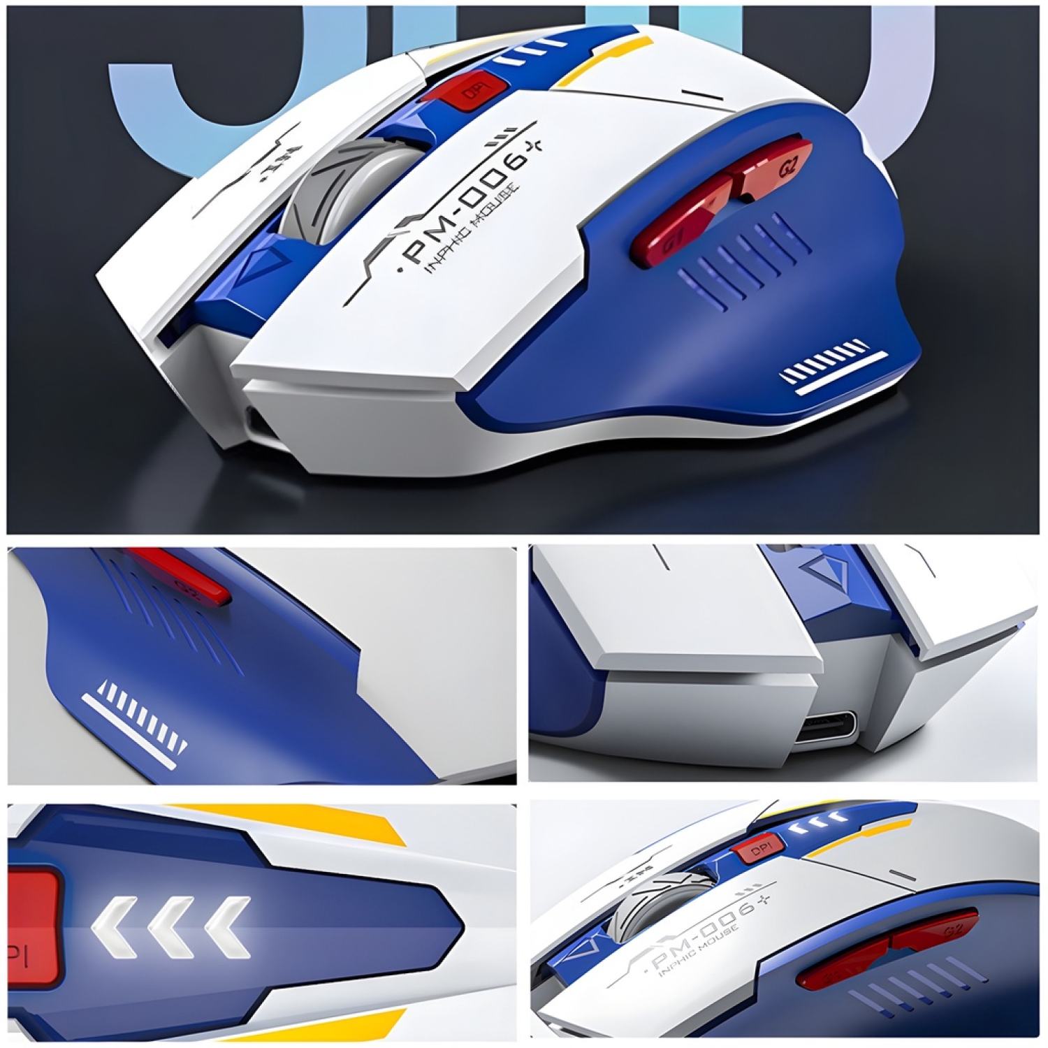 Chuột không dây gaming inphic m6p gundam pm6 đen
