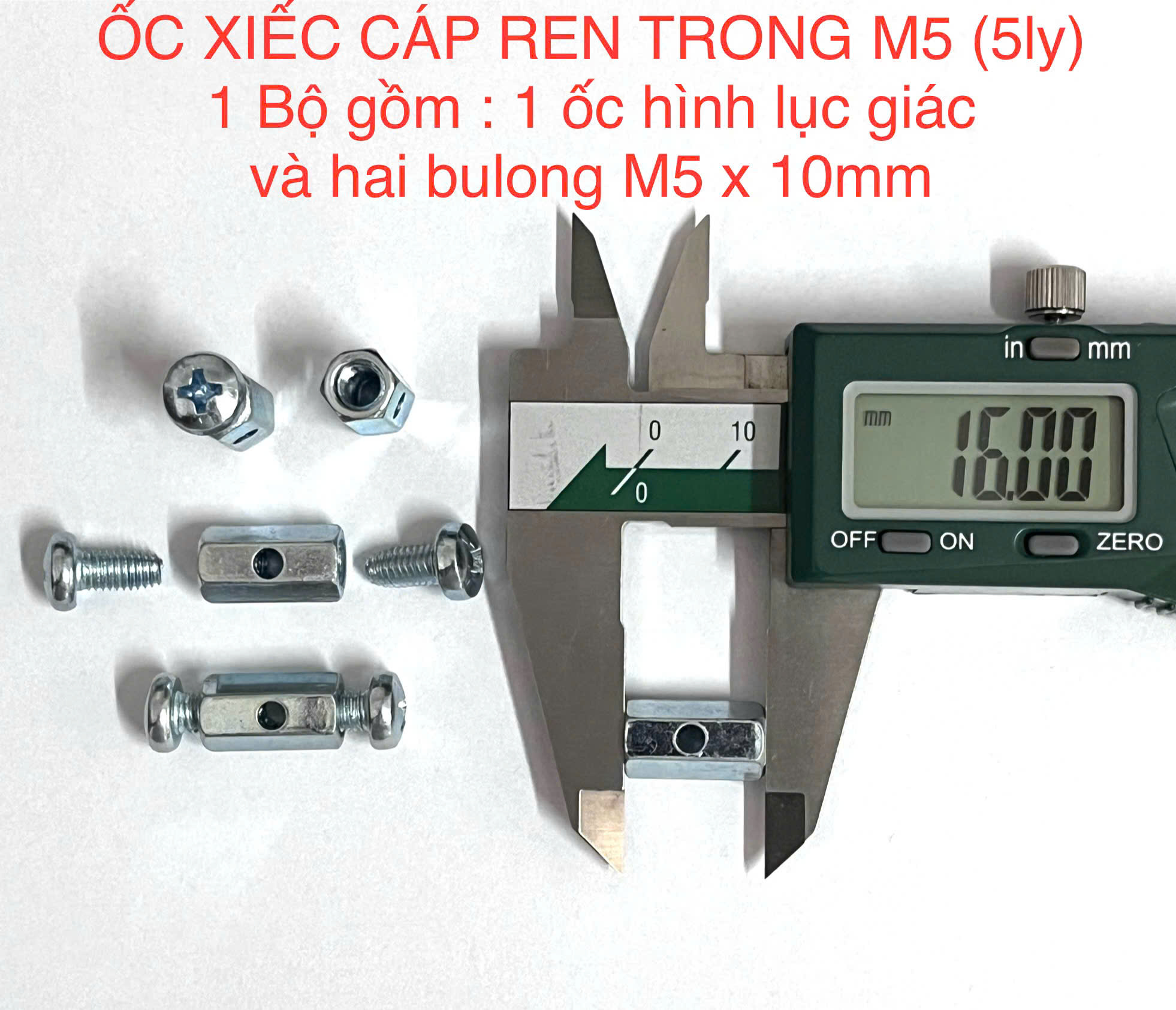 ỐC XIẾC CÁP REN M5 THEO BỘ