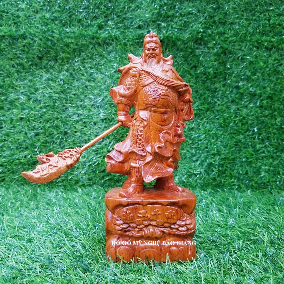 Tượng quan công quan vân trường gỗ hương cao 20cm