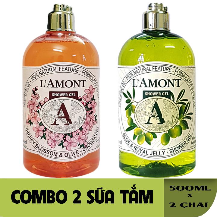 2 chai Sữa Tắm LAmont En Provence Hương Hoa Anh Đào và Hương Olive 500ml/Chai