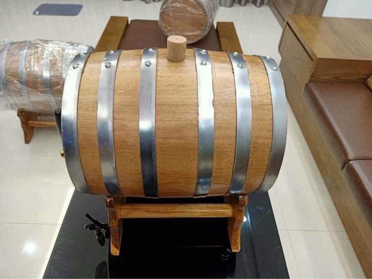 Bom rượu gỗ sồi ủ rượu 10lit GỖ SỒI NGA cam kết không sử dụng keo và hóa chất