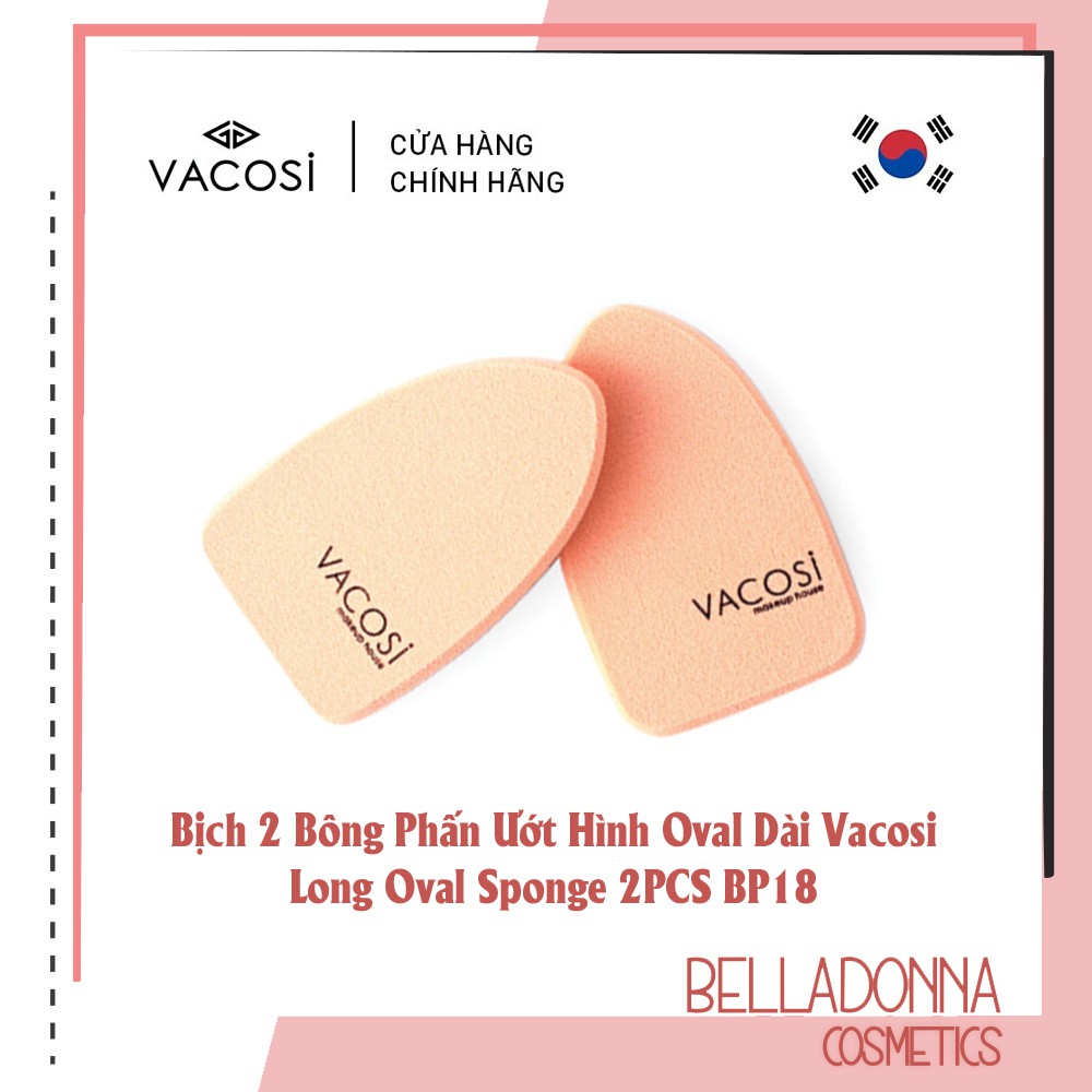 Bịch 2 bông phấn ướt hình oval dài vacosi long oval sponge 2pcs bp18