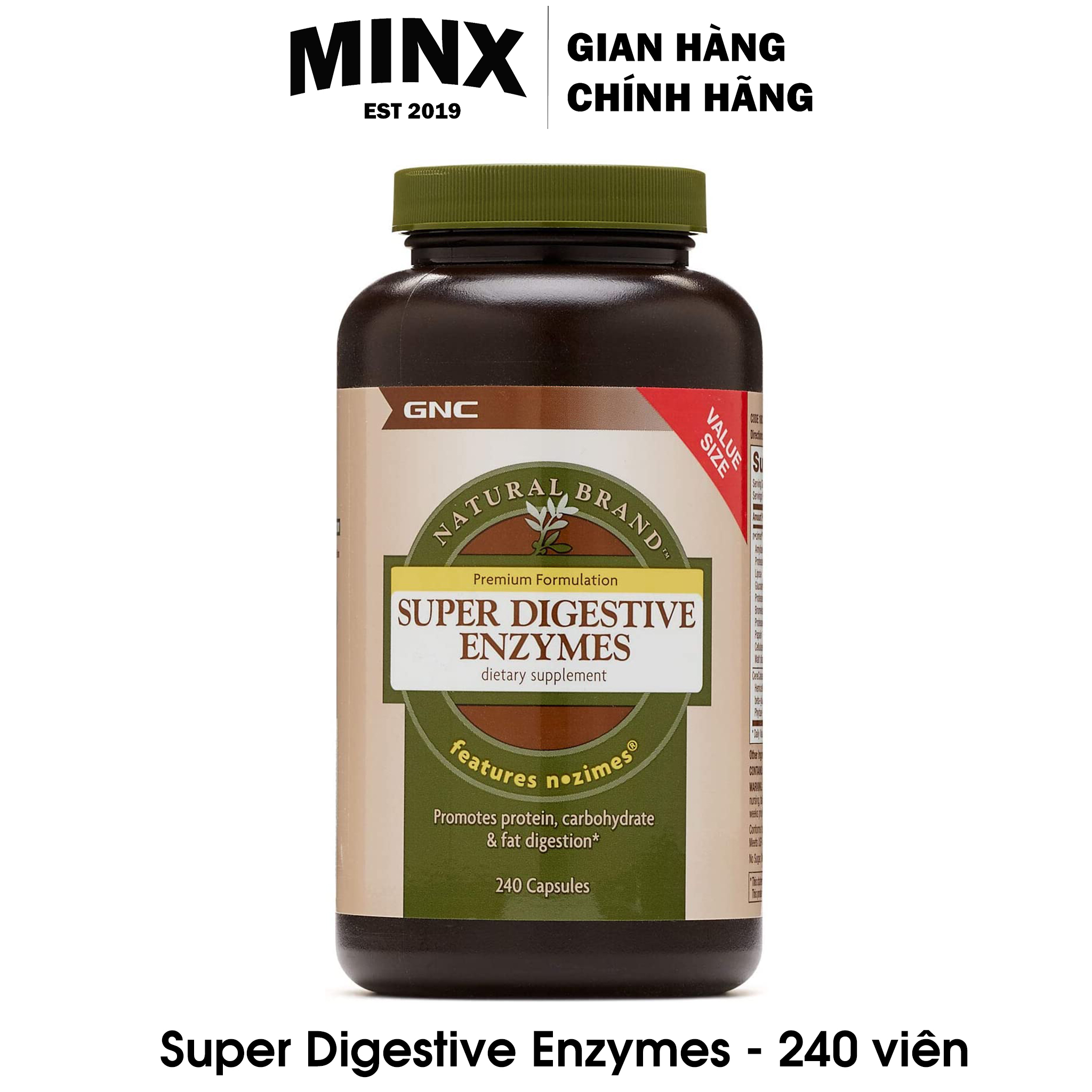 Hỗ trợ tiêu hóa gnc super digestive enzymes lọ 240 viên - bổ sung lợi khuẩn - minx store