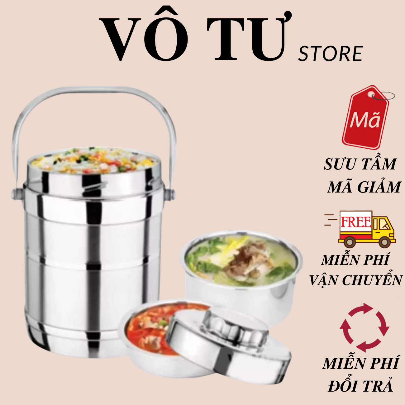 Cà Men giữ nhiệt 3 ngăn công nghệ Hàn Quốc 1.3L-camen 3 ngăn giữ nhiệt inox -Camen giu nhiet 3 ngan Cap long Hộp đựng cơm bằng Inox Khay dung com van phong  Cà mên đựng cơm Cặp lồng cơm văn phòng