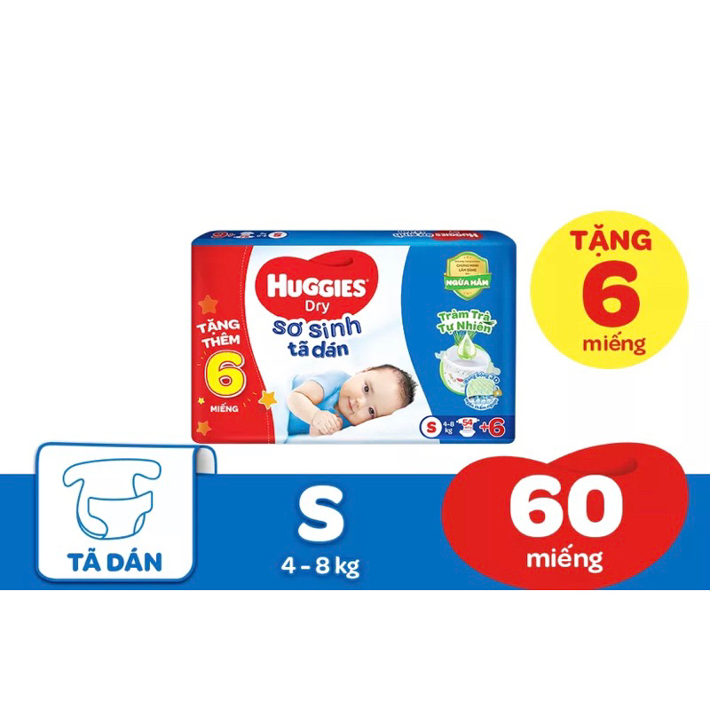 Tã dán sơ sinh huggies dry s56+