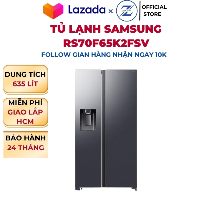 Side by Side Inverter Refrigerator Samsung 635L Rs70F65K2Fsv - 24 Month Warranty